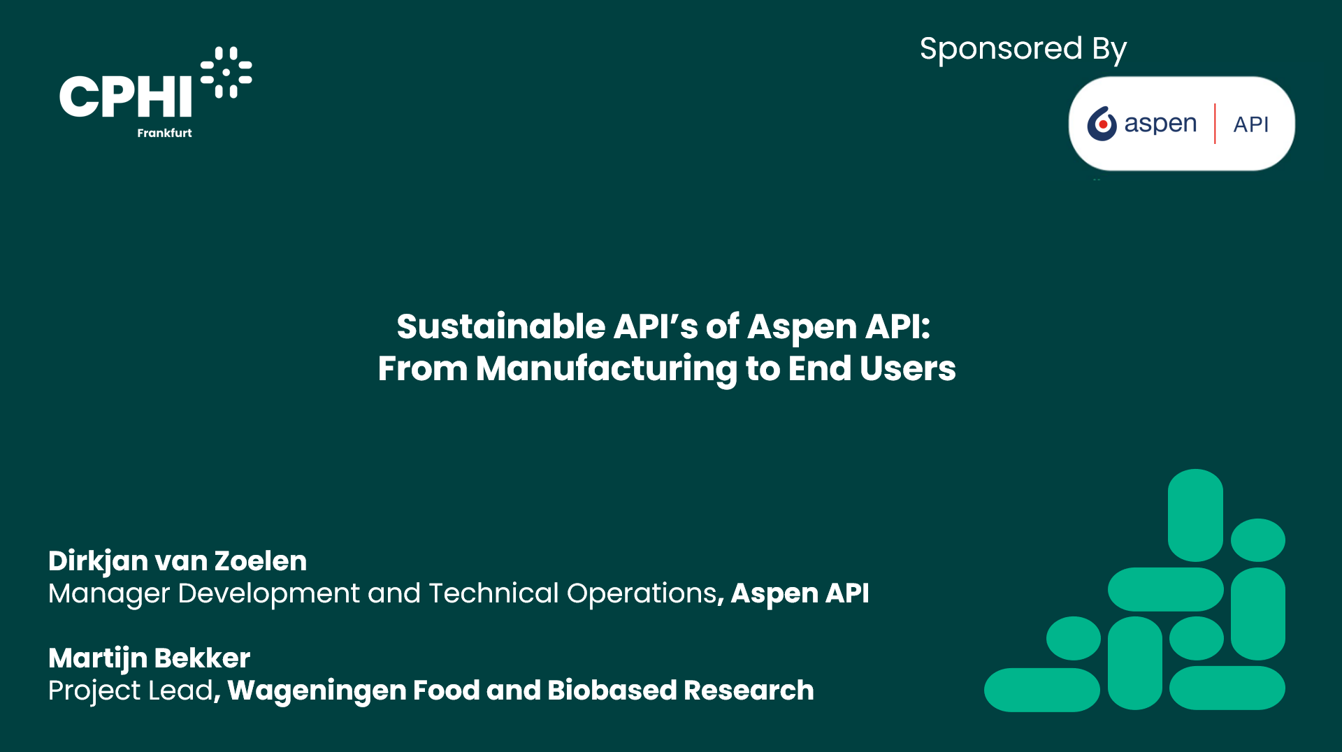Sustainable API's of Aspen API: From Manufacturing to End Users